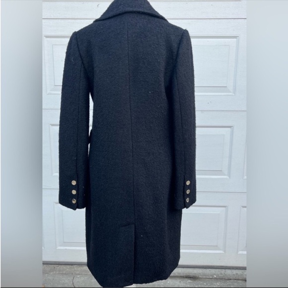 Eliza J black long coat wool blend gold button size 4 - Picture 8 of 8
